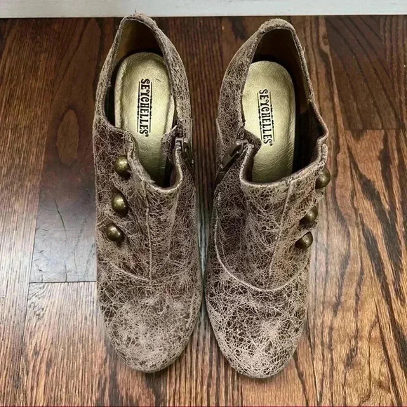 Seychelles Los Angeles Ankle Bootie Boots Brown Leather Women Size 7.5 Side Zip - Picture 6 of 15